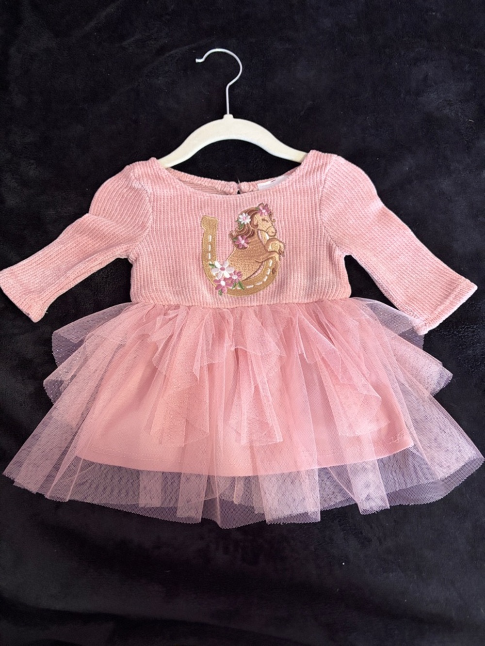 Sugar Pink Tulle Horse Appliqué Dress